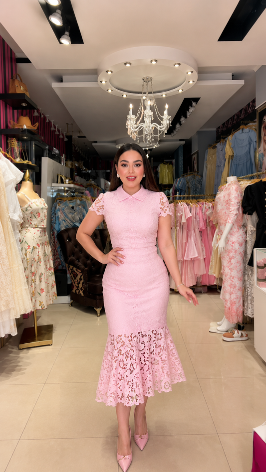 Vestido de Encaje Helize Pink